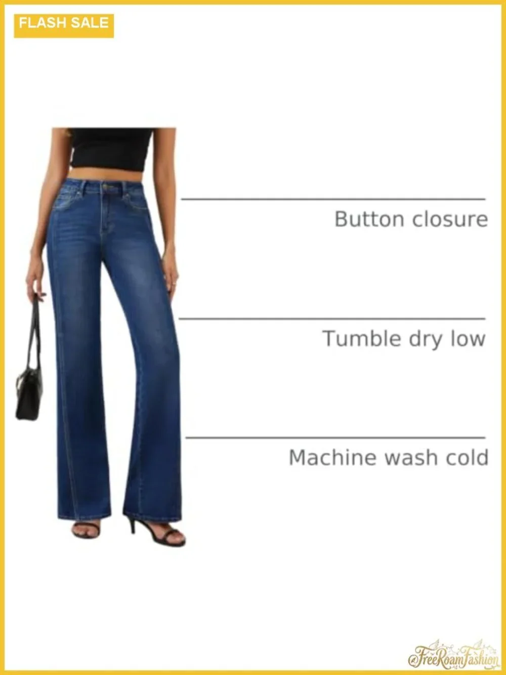 High Waisted Wide Leg Stretch Jeans - Trendy Denim Pants